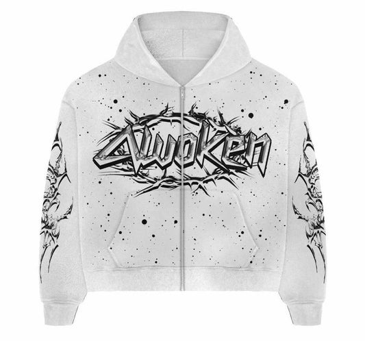 Awoken Dreams White Chrome Zip Up Hoodie