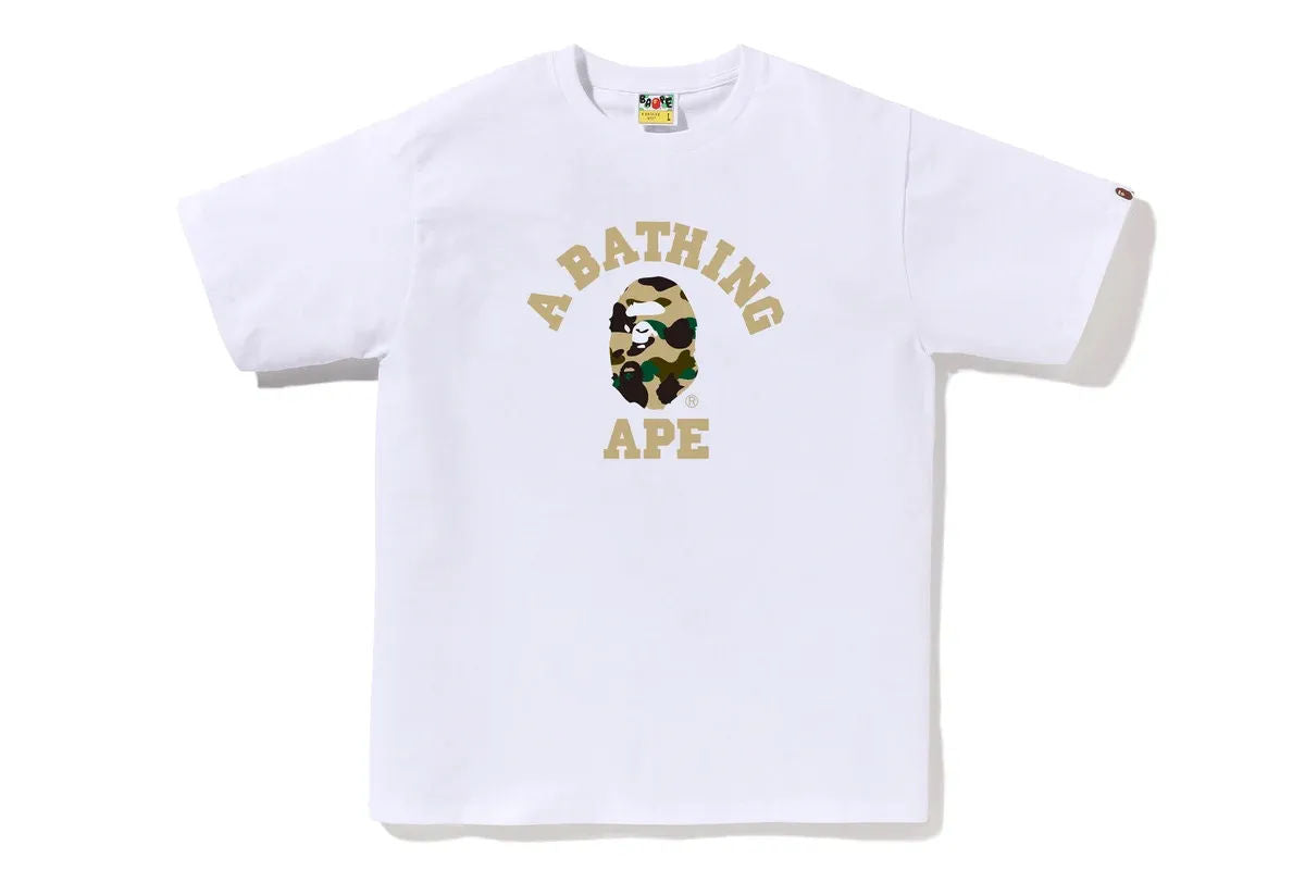 BAPE A Bathing Ape 1st Camo College Tee White/Yellow