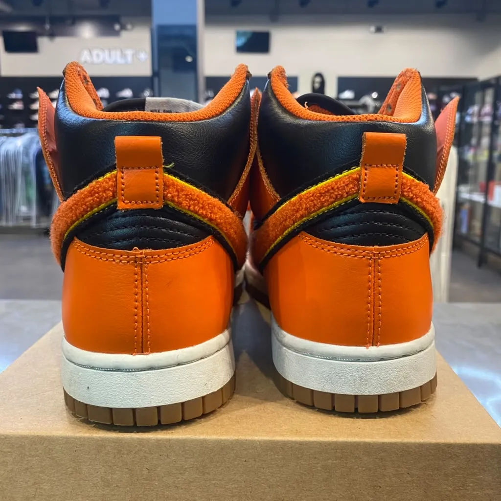 Nike Dunk High Retro Chenille Swoosh Safety Orange Size 8.5 DR8805-002 - Pre-Owned (Replacement Box)