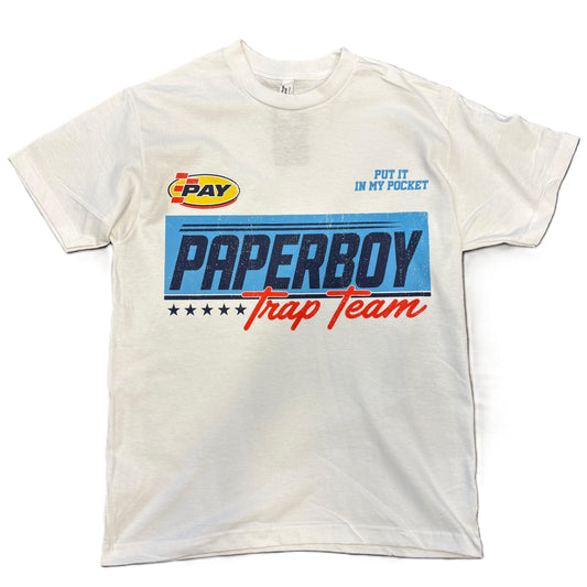 Paper Boy Raceblock Tee White/Carolina Blue/Red