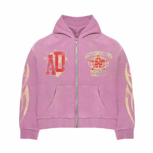 Awoken Dreams Varsity Pink Zip Up Hoodie