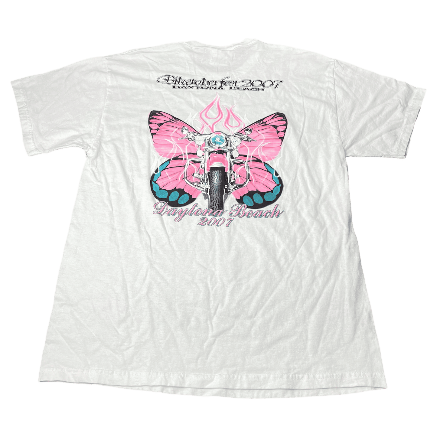 Vintage Biketoberfest 2007 Dayonta Beach Butterfly Biker T-Shirt - Used/Worn