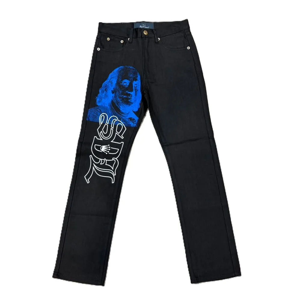 SDL Blue Benjamin White Script Jeans