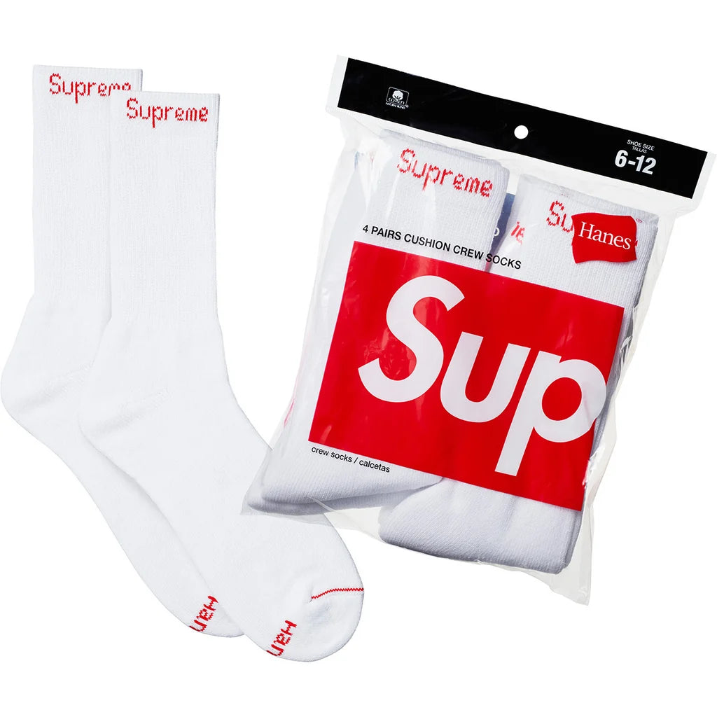 Supreme Hanes Socks White (4-Pack)