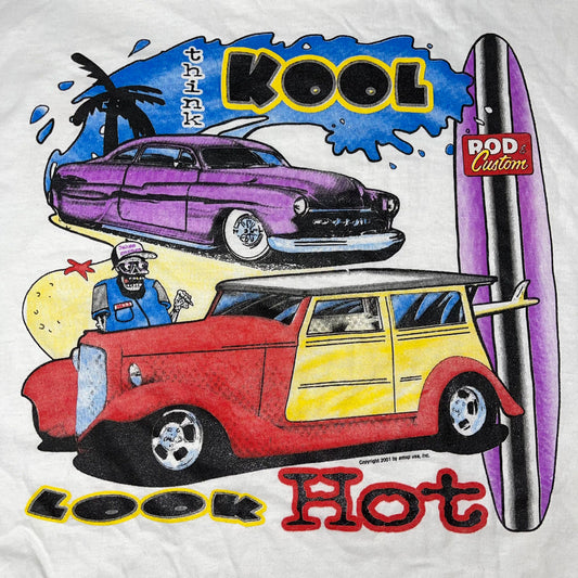 2001 Think Kool Look Hot Rod & Custom Cars T-Shirt - Used/Worn