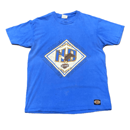 1990 Harley Davidson Wieblers Blue T Shirt - Used/Worn