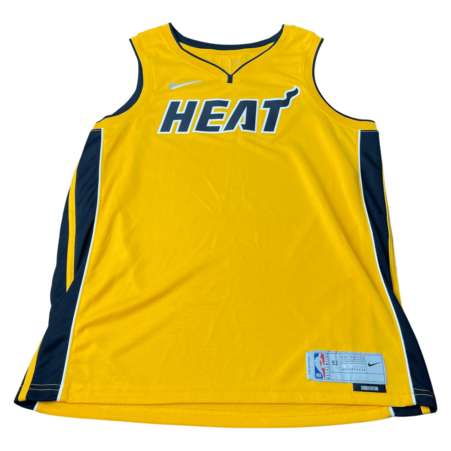 Miami Heat Nike Basketball Earned Edition Trophy Gold Jersey - Used/Worn