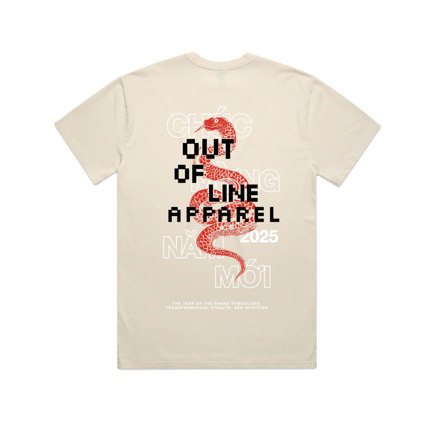 "Lunar Snake" Faded Ecru Tee