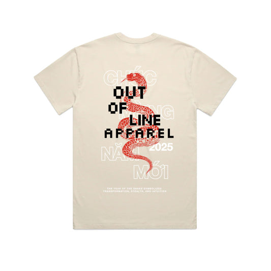 "Lunar Snake" Faded Ecru Tee