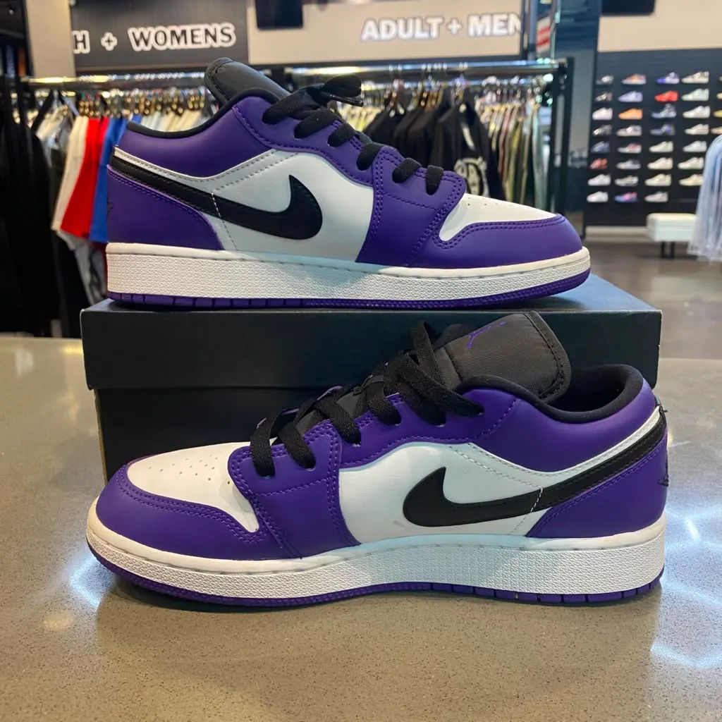 Jordan 1 Low Court Purple White (GS) Size 7Y 553560-500 - Pre-Owned