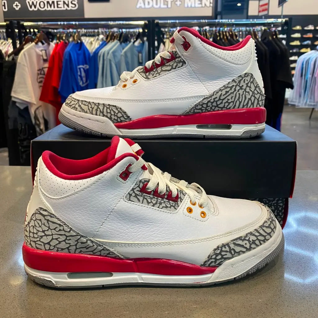 Jordan 3 Retro Cardinal (GS) Size 7Y 398614-126 - Pre-Owned