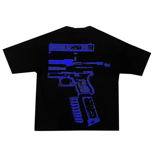 In Glock We Trust Tee Blue Letters Black