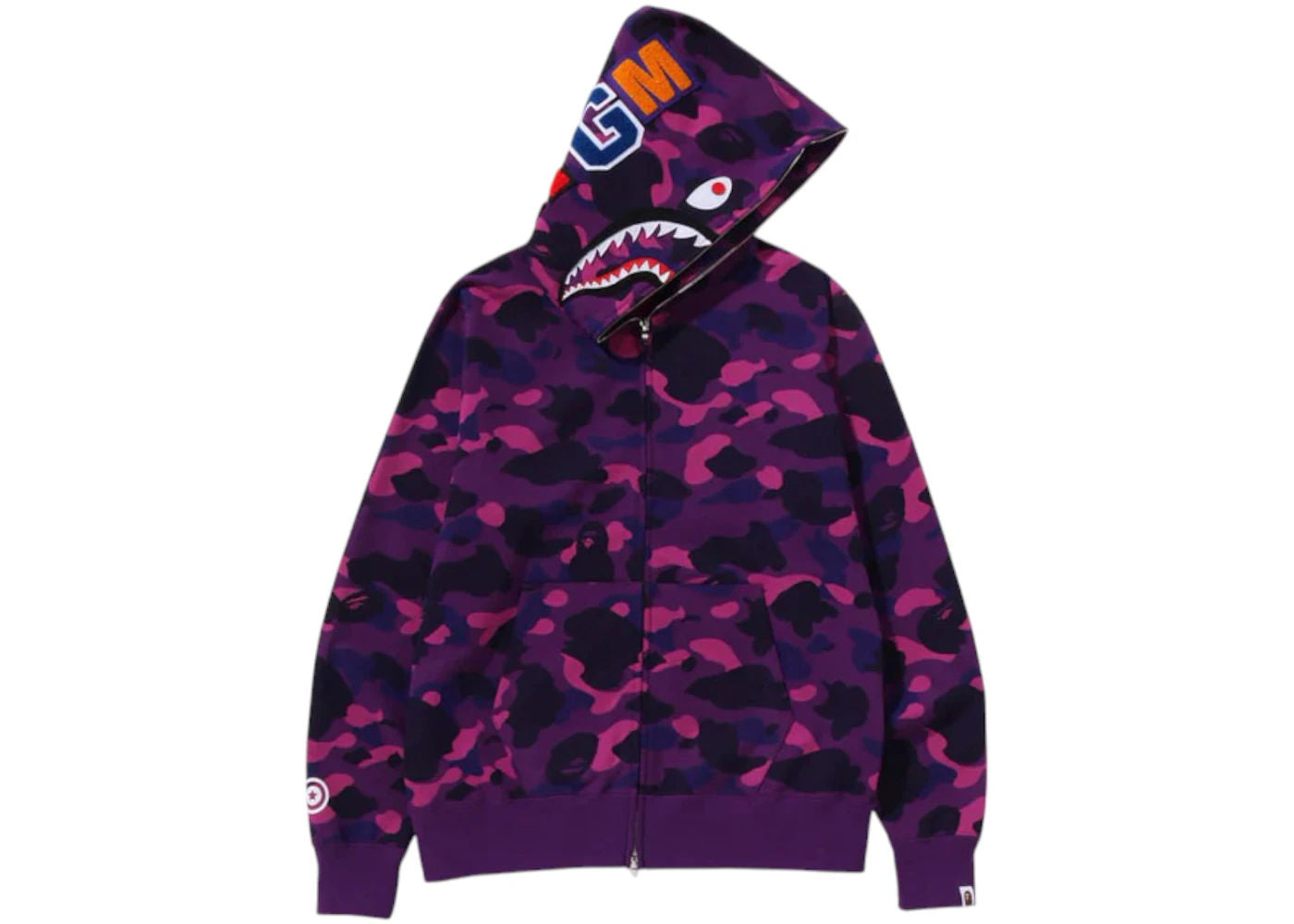 BAPE Color Camo Shark Full Zip Hoodie Purple