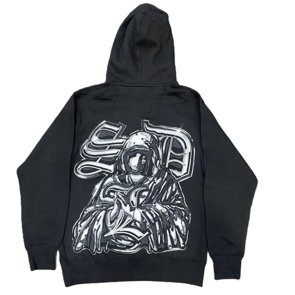 SDL Crown Logo Chrome Virgin Mary Hoodie Black