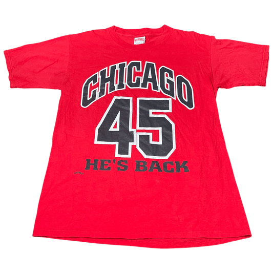 Vintage NBA Chicago Bulls #45 "He's Back!" T-Shirt - Used/Worn