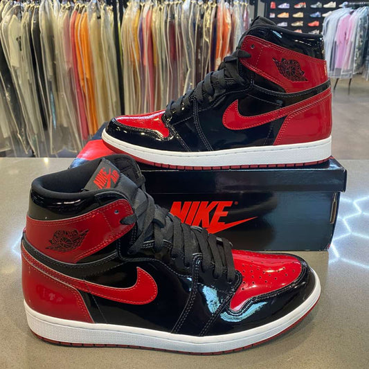 Jordan 1 Retro High OG Patent Bred Size 13 555088-063 - Pre-Owned