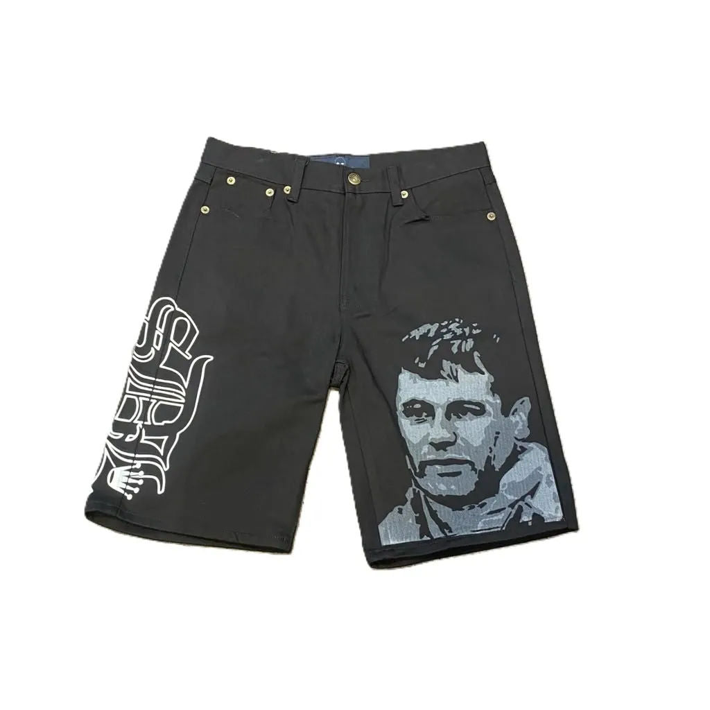 SDL Chapo Crown Logo Jean Shorts Black