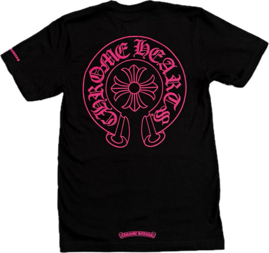 Chrome Hearts Horseshoe Logo T-Shirt Black/Pink