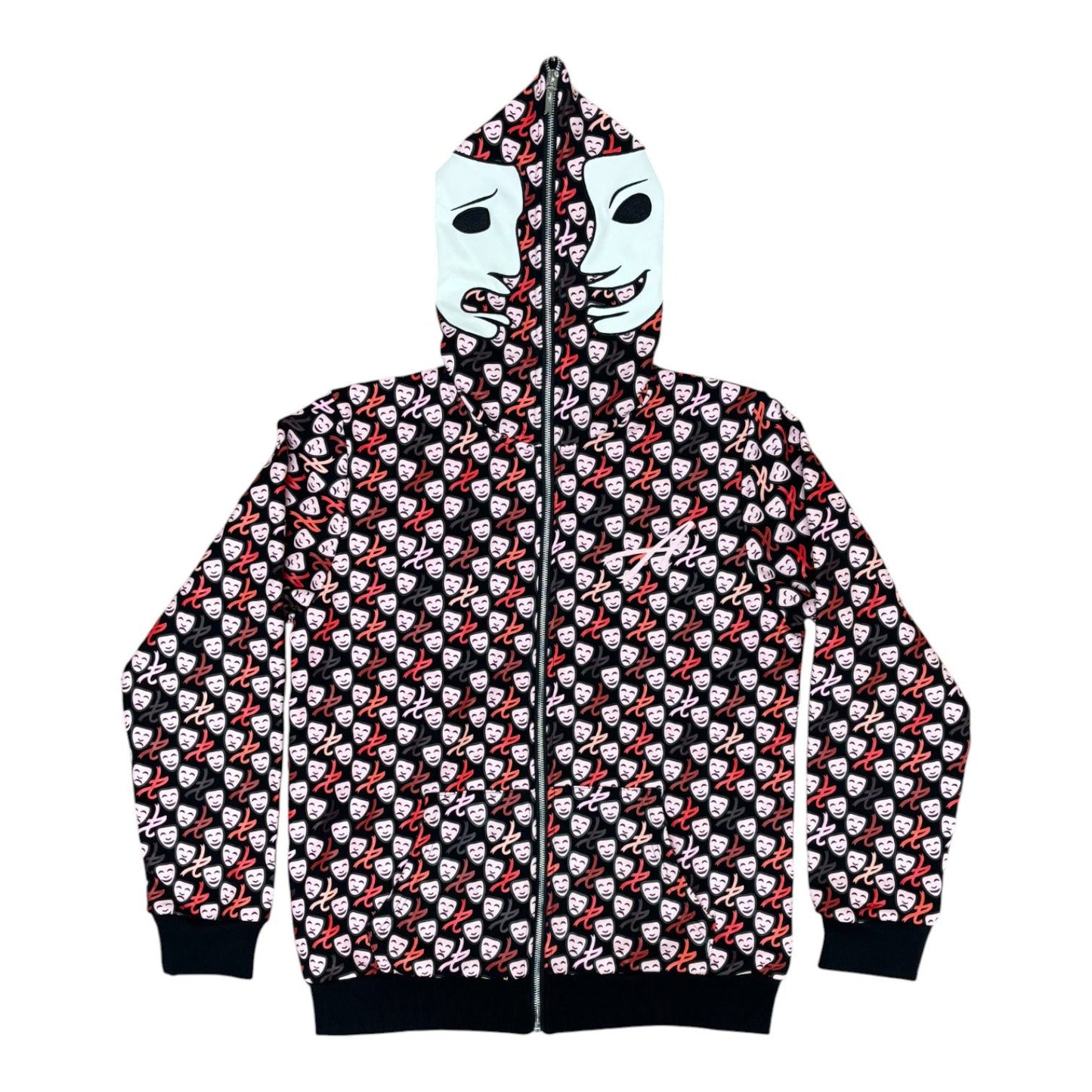 Asaali Laugh Now Cry Later Gradient Full Zip Up Hoodie Red