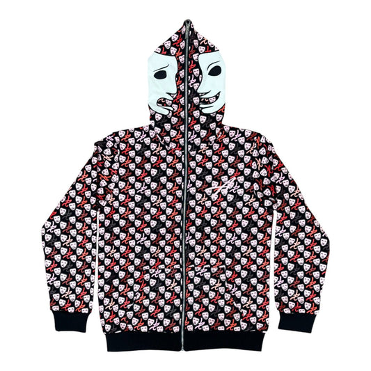 Asaali Laugh Now Cry Later Gradient Full Zip Up Hoodie Red