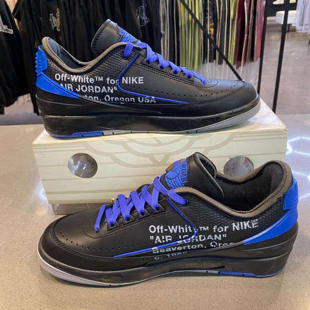 Jordan 2 Retro Low SP Off-White Black Blue Size 10 DJ4375-004 - Pre-Owned