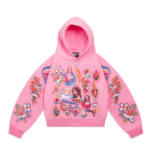 Righteous Risen King Zip Up Hoodie Pink