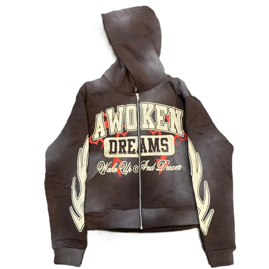 Awoken Dreams Mocha Zip Up Hoodie