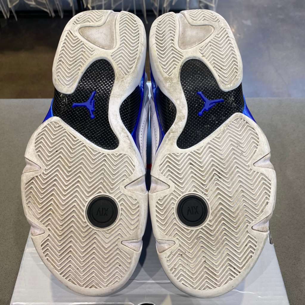 Jordan 14 Retro White Hyper Royal Size 10 487471-104 - Pre-Owned