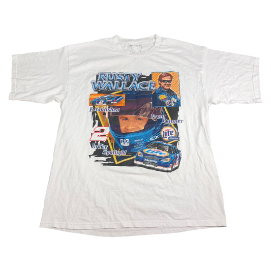 Vintage NASCAR Rusty Wallace #2 Miller Lite Racing T-Shirt - Used/Worn
