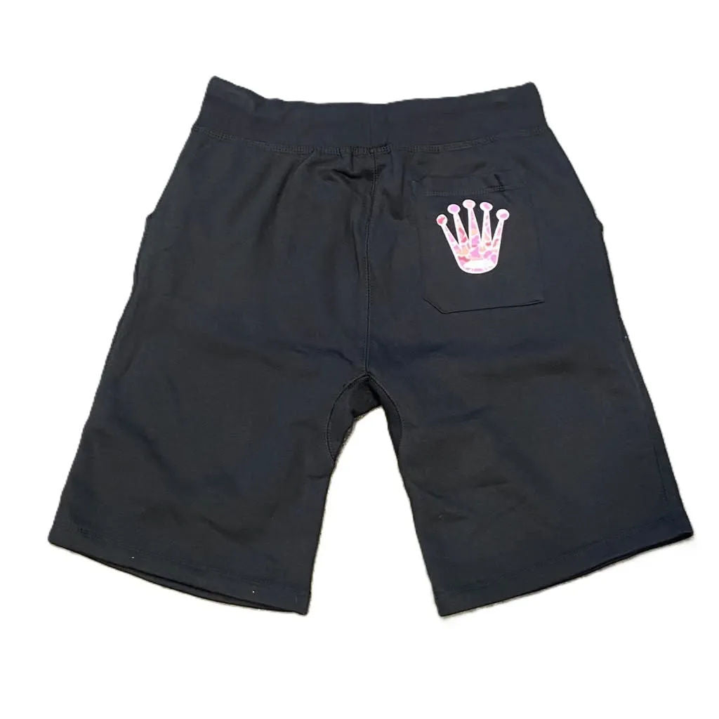 SDL Basic Logo Crown Sweatshorts Black/Pink Camo