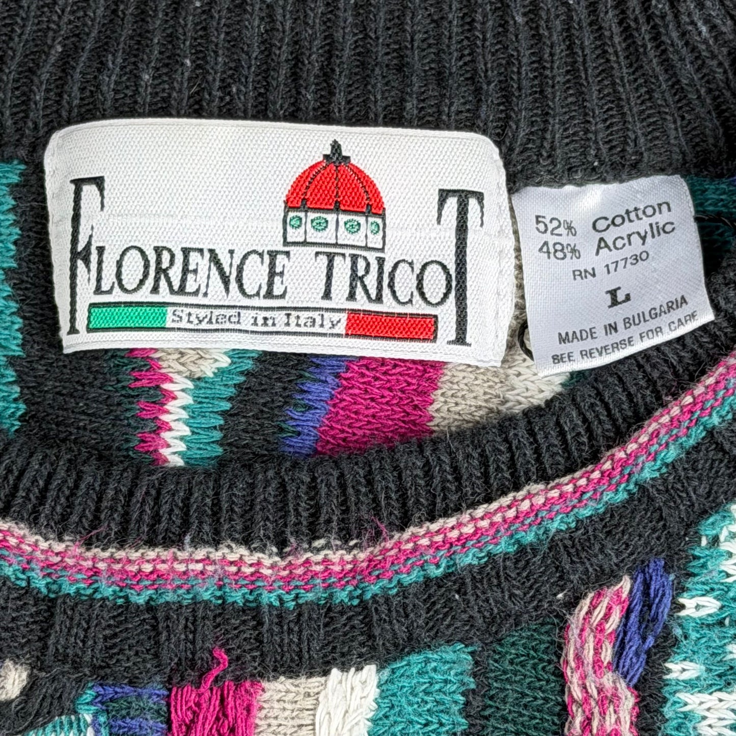 Vintage Florence Tricot Italy Coogi-Style Pullover Sweater - Used/Worn