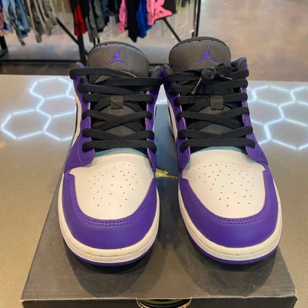 Jordan 1 Low Court Purple White (GS) Size 7Y 553560-500 - Pre-Owned
