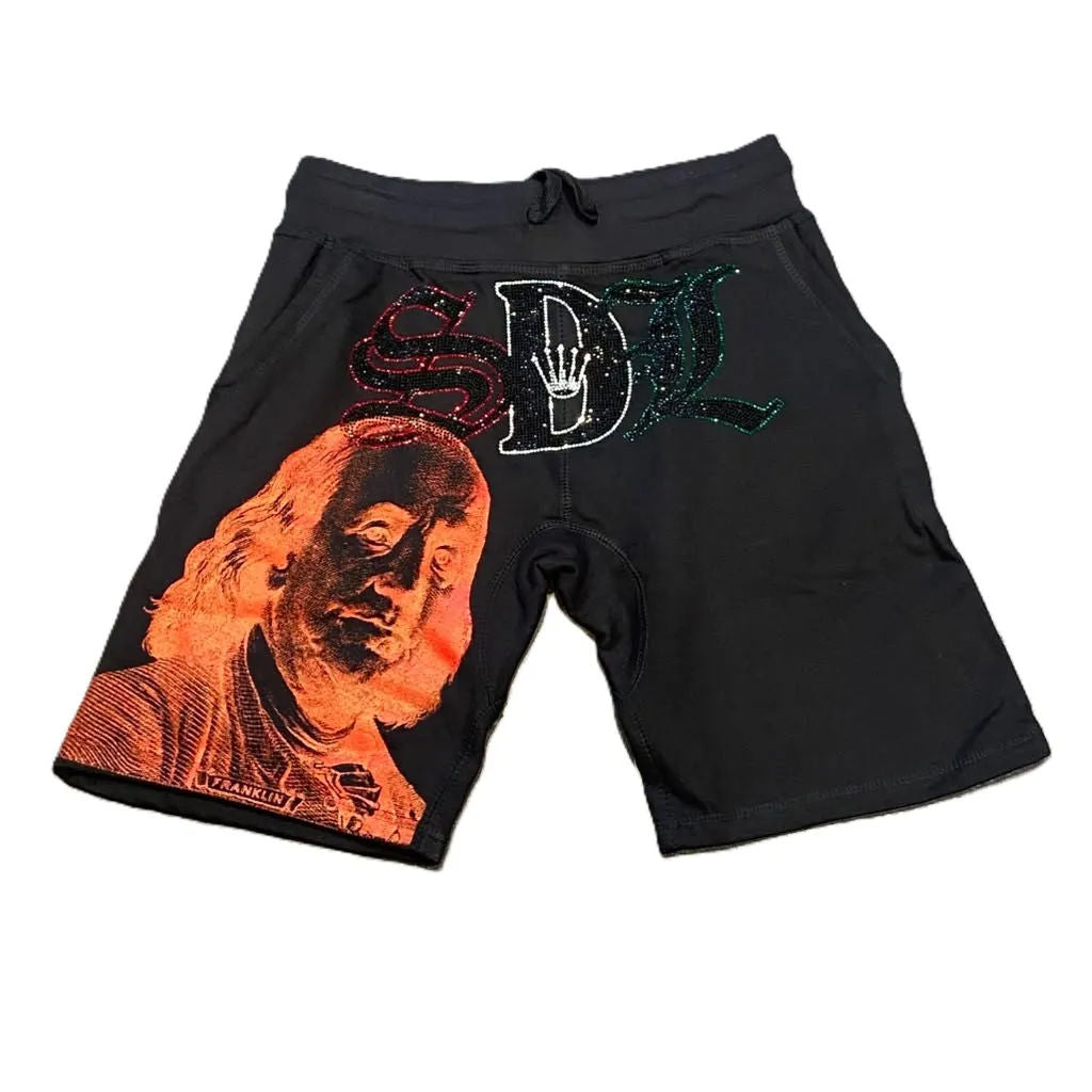 SDL Crown Script MX Rhinestone Logo Red Benjamin Sweatshorts