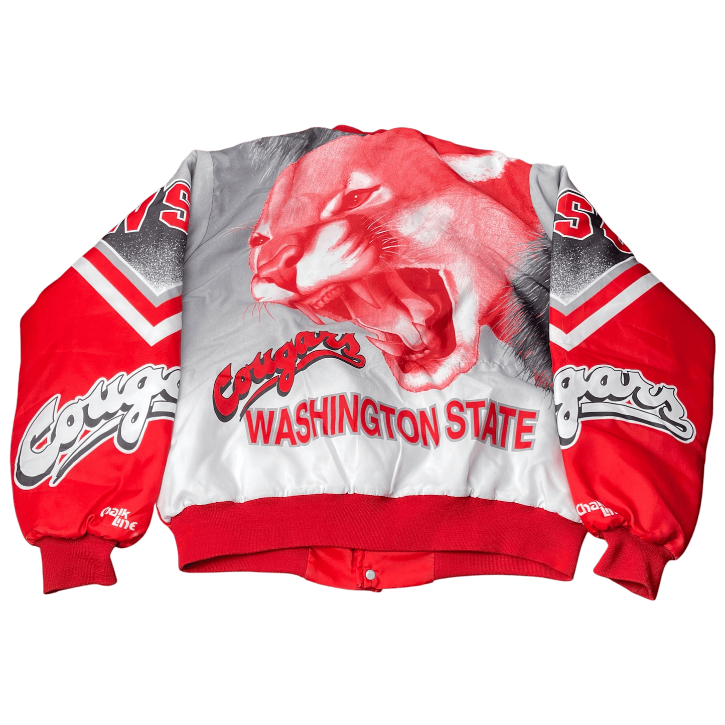 Vintage Washington State Cougars Chalk-Line AOP Satin Varsity Jacket - Used/Worn