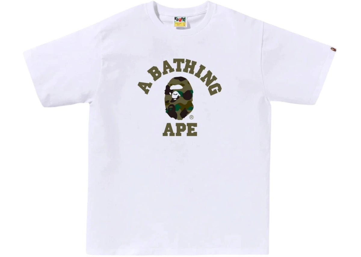 BAPE 1st Camo College Tee (SS26) White/Green