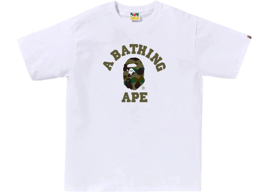 BAPE 1st Camo College Tee (SS26) White/Green