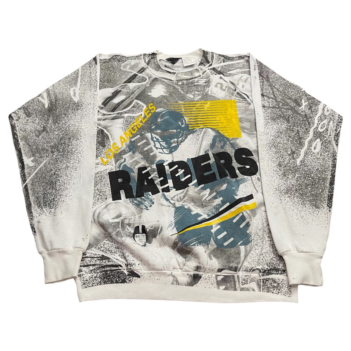 Vintage NFL LA Raiders AOP Crew Neck Sweatshirt - Used/Worn