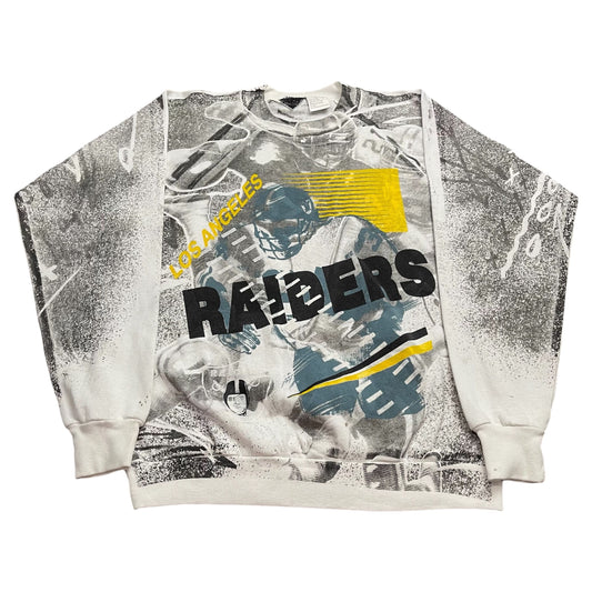 Vintage NFL LA Raiders AOP Crew Neck Sweatshirt - Used/Worn