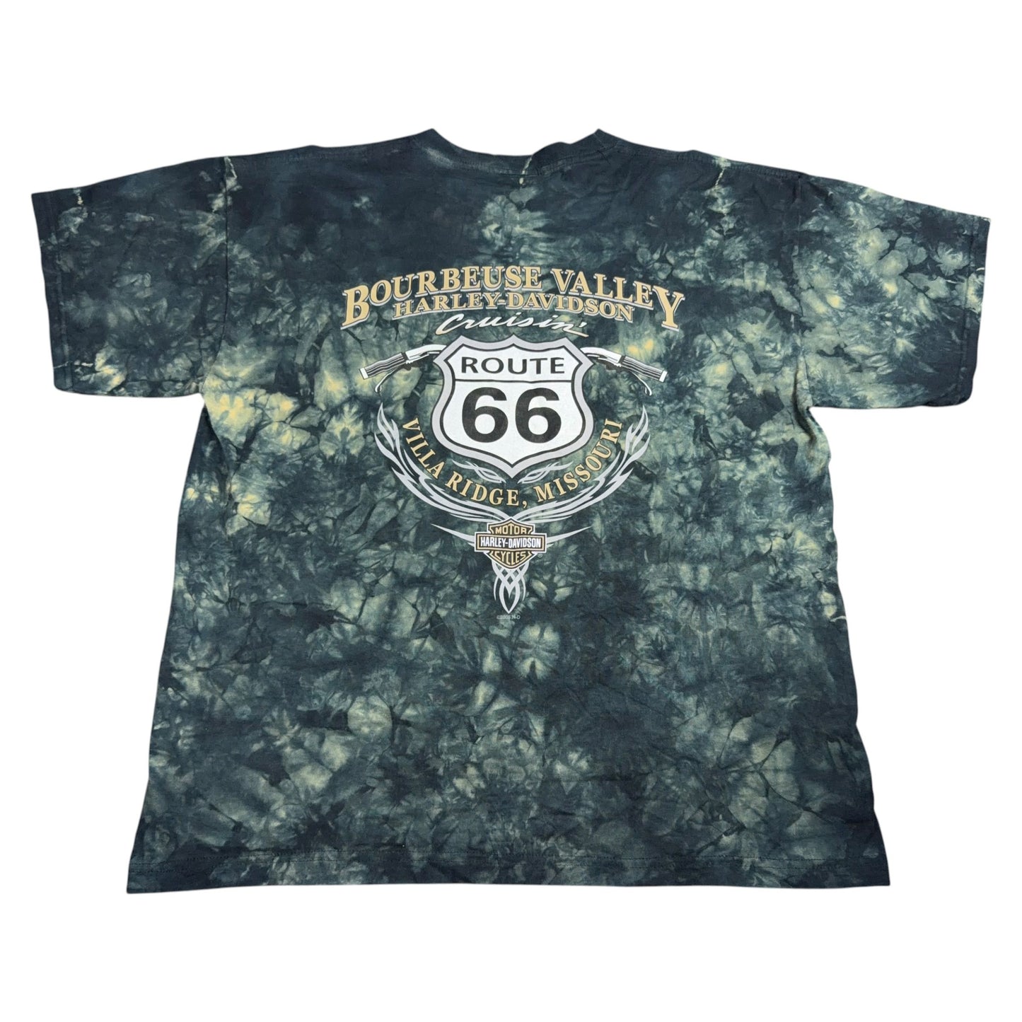 Vintage Harley-Davidson Route 66 Acid Wash Tie-Dye T-Shirt - Used/Worn