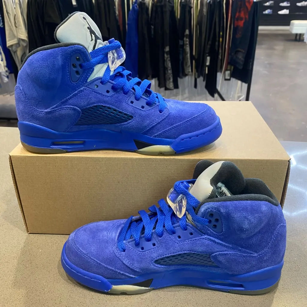 Jordan 5 Retro Blue Suede (GS) Size 6Y 440888-401 - Pre-Owned (Replacement Box)