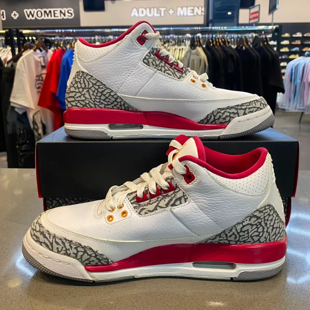 Jordan 3 Retro Cardinal (GS) Size 7Y 398614-126 - Pre-Owned